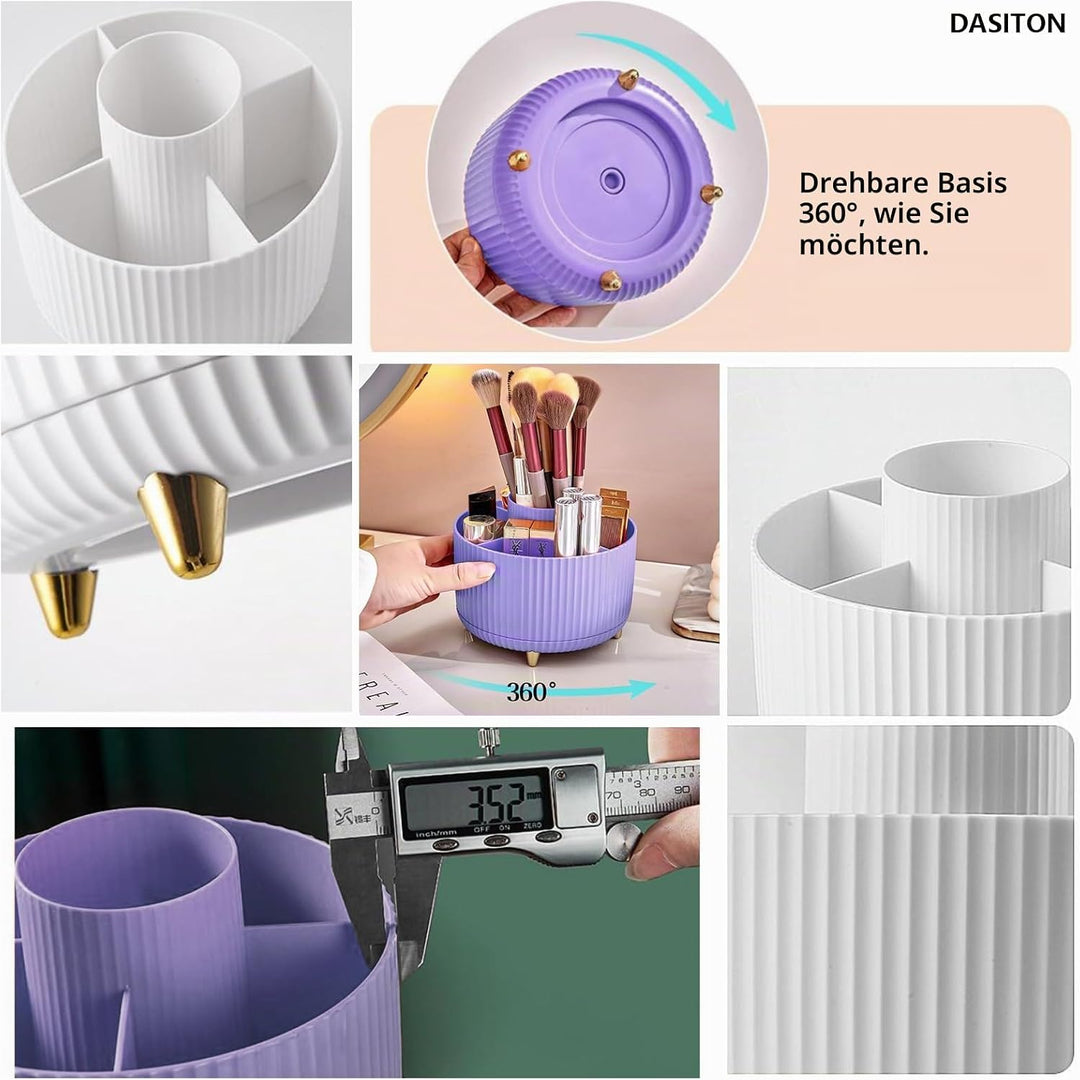 DASITON Make up Kosmetik Organizer mit 5 Fächern,360° Drehbarer Pinsel Organizer,Grosser Kapazität S