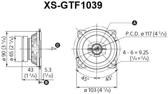 Sony XS-GTF1039 10cm 3-Wege Koaxial-Lautspecher mit 210 Watt Maximalleistung (schwarz, 2 Stück) 10cm