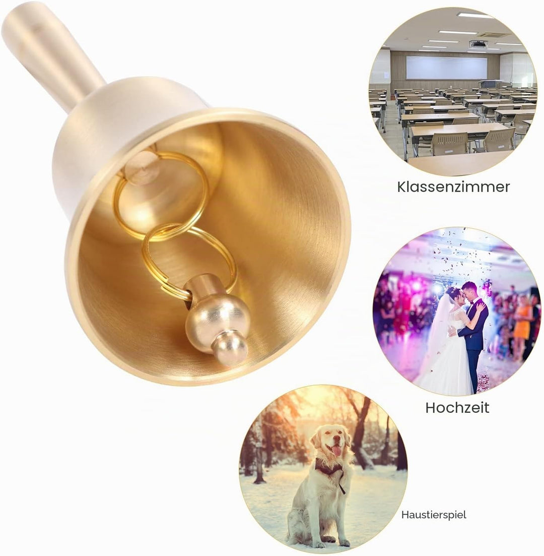 Handglocke im traditionellen Stil – Laute Handglocken aus massivem Messing, sehr Laute Handklingel f