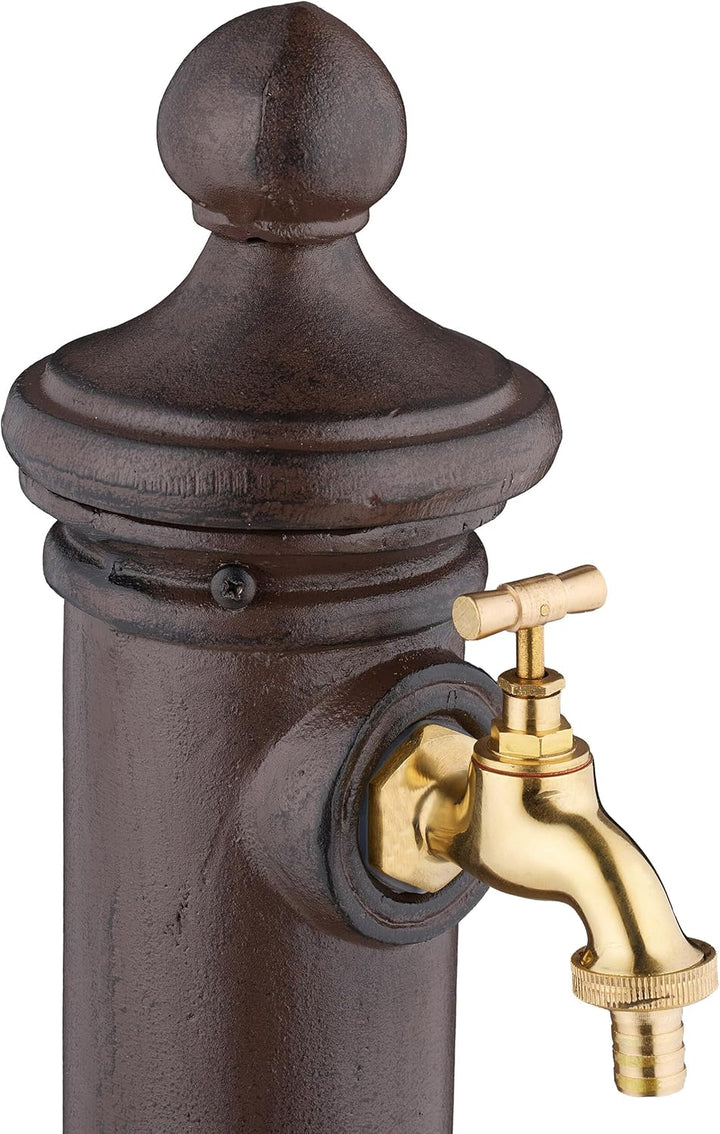 Relaxdays Standbrunnen antik, mit Wasserhahn, HBT: 80x18x20,5 cm, Wasserzapfsäule Garten, Terrasse,