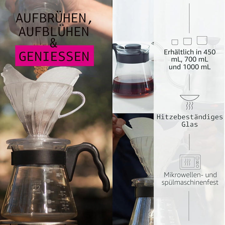 Hario 4977642019126 V60 Coffee Server Carafe 700 ml VCS-02B, Glas, farblos, 17, 3 x 14, 1 x 13 cm Fa