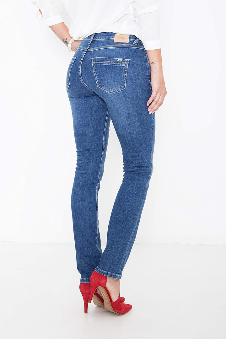 ATT Jeans Damen Basic Jeans | Slim Fit | 5 Pocket Jeans | Waschung Belinda 32W / 32L Darkblue, 32W /