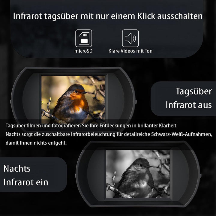 Zavarius IR-Nachtsicht-Fernglas: 2er-Set Binokulares Akku-Nachtsichtgerät, QHD-Kamera, bis 500 m IR