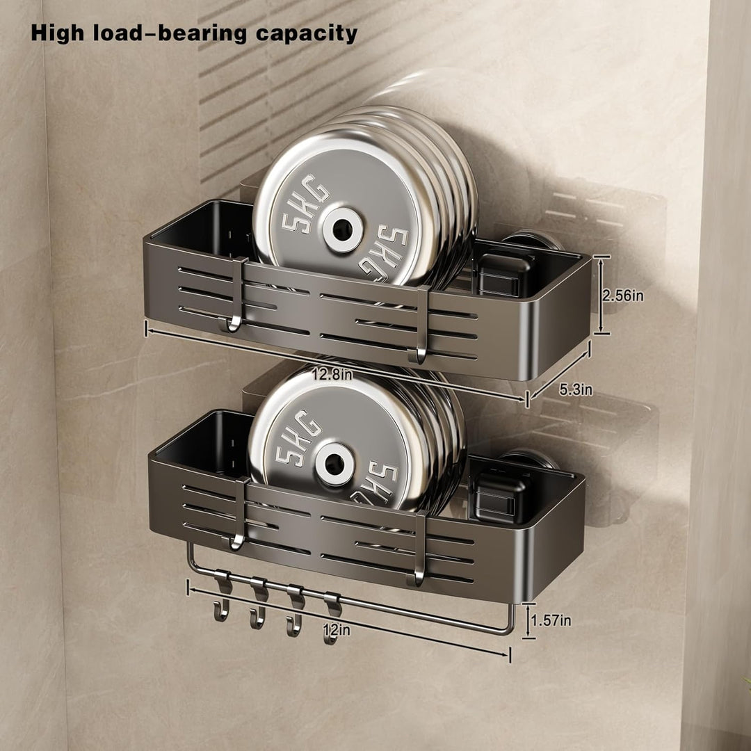 Voldra Duschablage Saugnapf, Klebstoff Duschregal Wandmontiert Bad Duschkorb Zum Kleben Badregal Ohn
