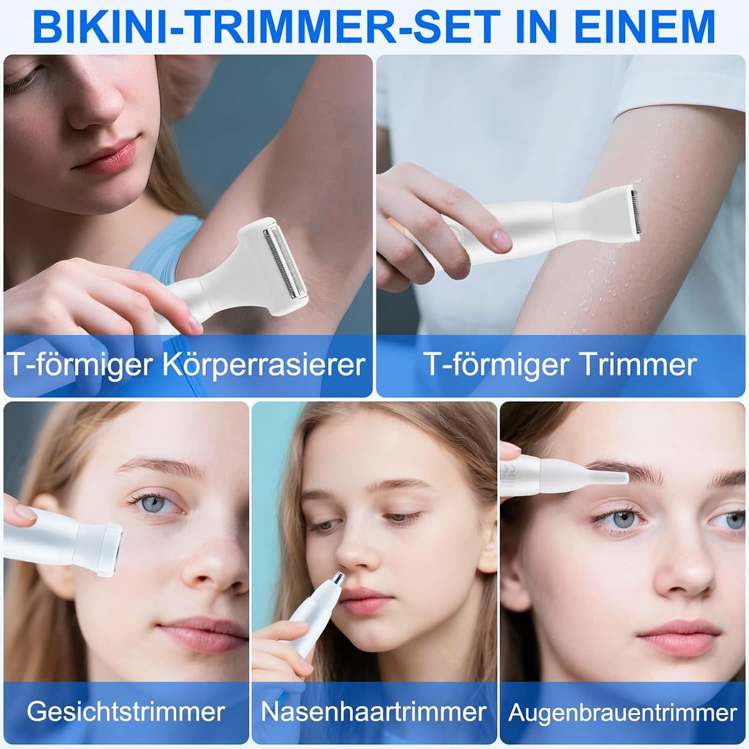 5-In-1 Bikini Trimmer, Kabellos Rasierer Damen, Elektrischer Intimrasierer für Frauen, IPX7 Wasserdi