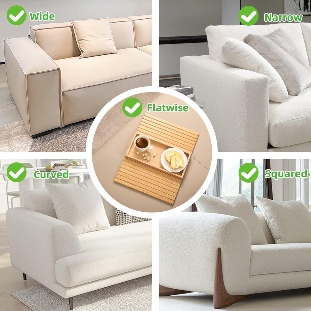 GEHE Natural Bamboo Sofa Armlehnenablage, Sofaablage Tisch für Couch, Sofa Armlehne Tablett Tisch An