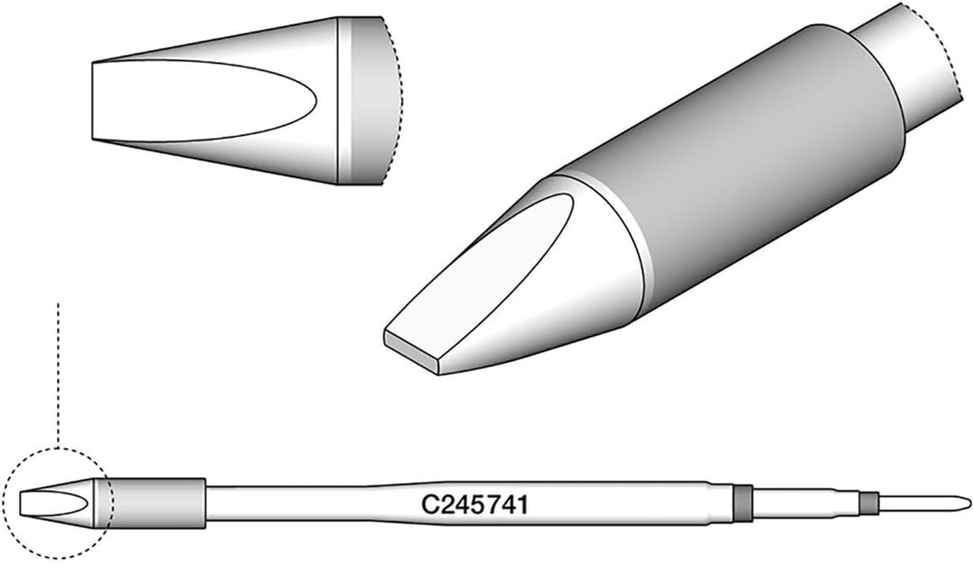 JBC C245741 Spezial-Lötspitze für T245, 2.4 x 0.6 HT Single, Single