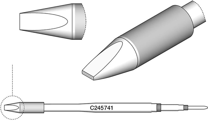 JBC C245741 Spezial-Lötspitze für T245, 2.4 x 0.6 HT Single, Single