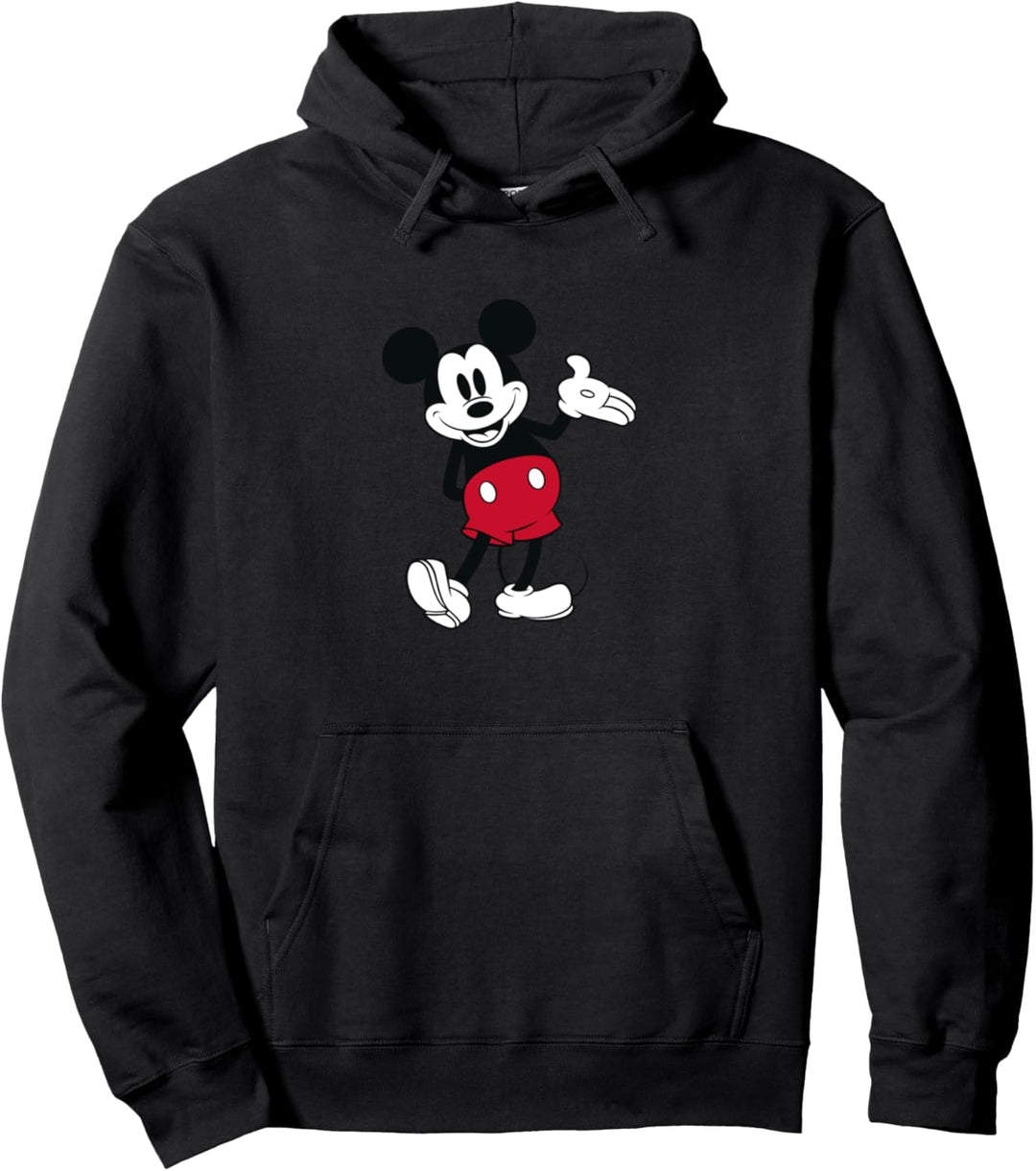 Disney Mickey Mouse Smile Hand Up Leg Out Pullover Hoodie