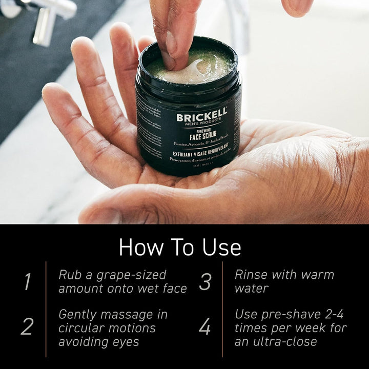Brickell Men‘s Renewing Face Scrub - Natürliches und organisches Gesichtspeeling für Männer - Porent