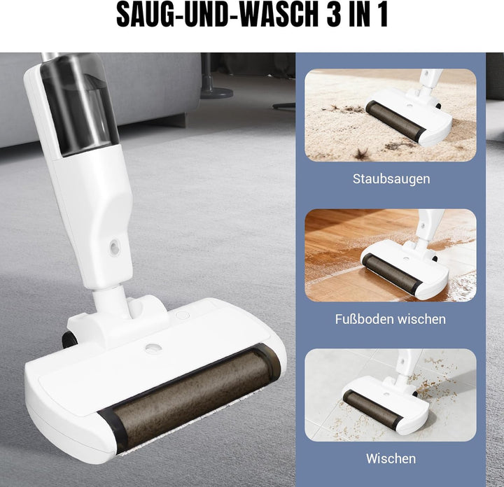 Kabelloser Elektrischer Wischmopp, 9600 U/min Rotierende Mikrofaser-Bürste, 550 ml Wassertank, 500 m