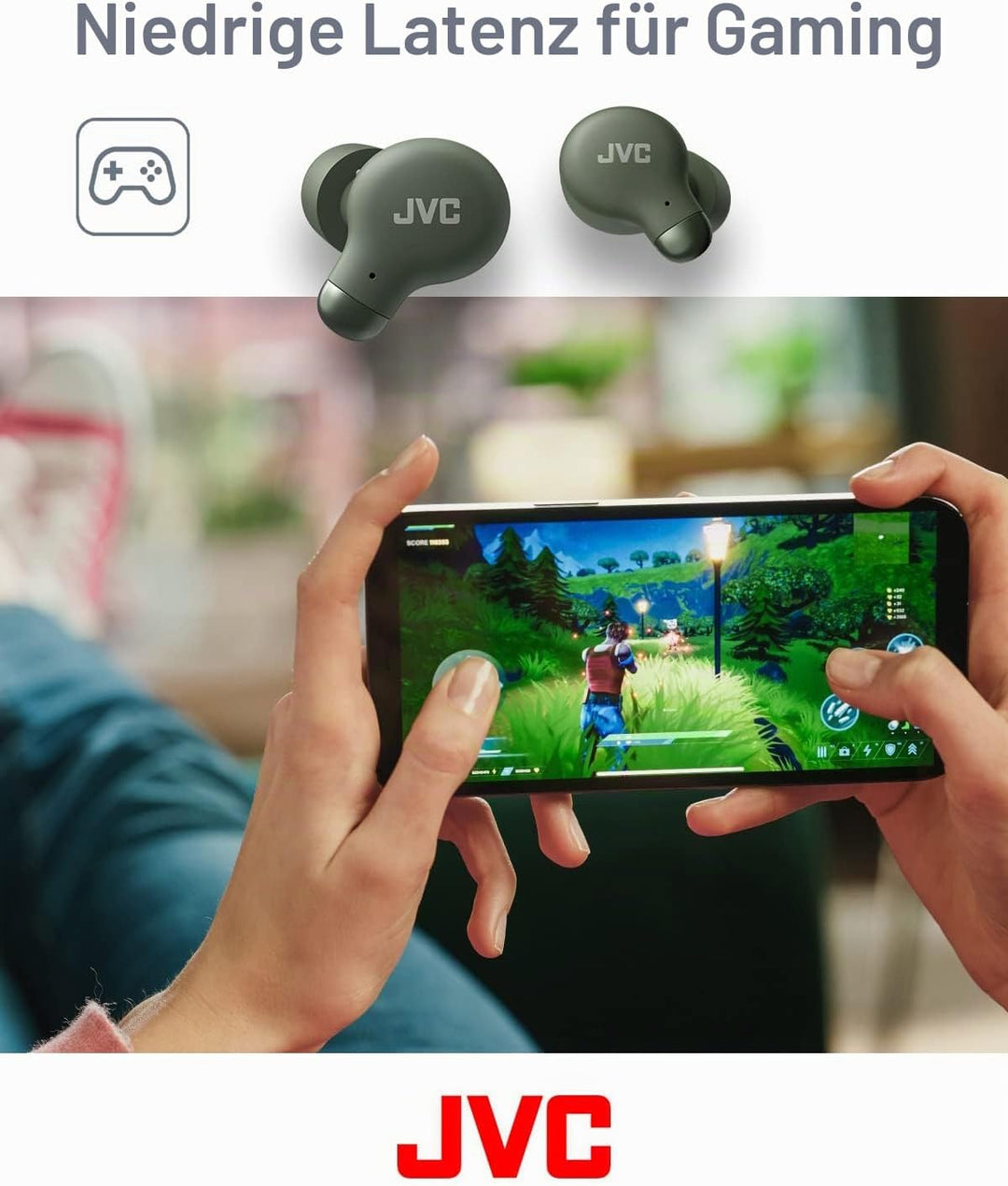 JVC HA-Z250T-G True Wireless Kopfhörer mit aktiver Geräuschunterdrückung, weiche &amp; komfortable Memor