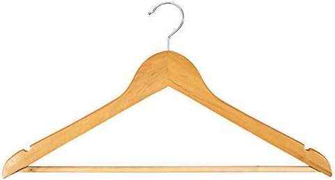 Kleiderbügel Holz 10 Stück Natur Holzkleiderbügel | mit Hosensteg | Damen | 38 cm | 360° drehbarer H