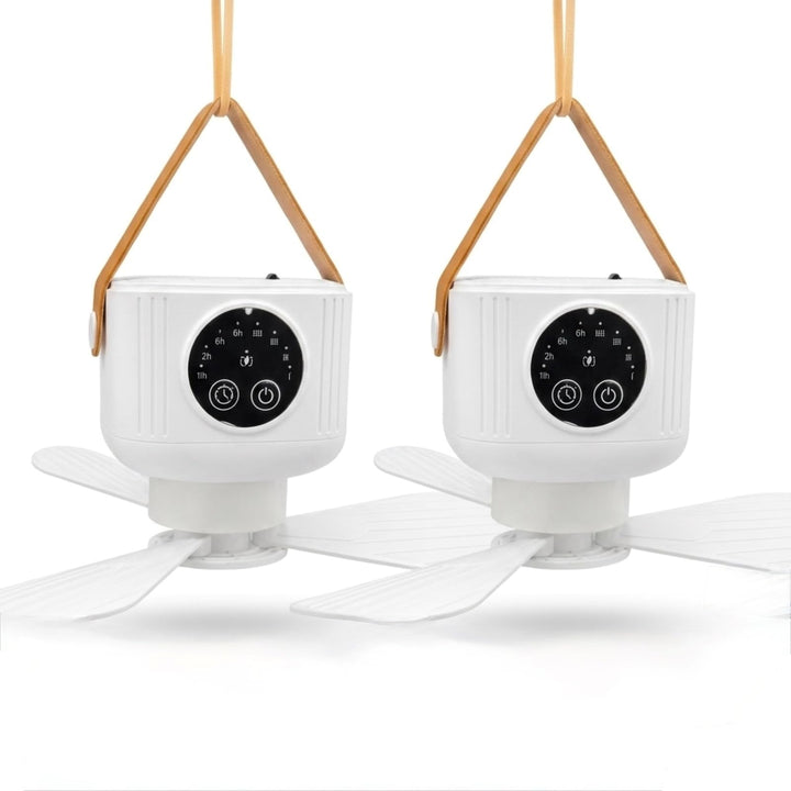HAC24 2x Portabler Akku Ventilator zum Hängen mit Licht &amp; Fernbedienung Outdoor Camping Deckenventil
