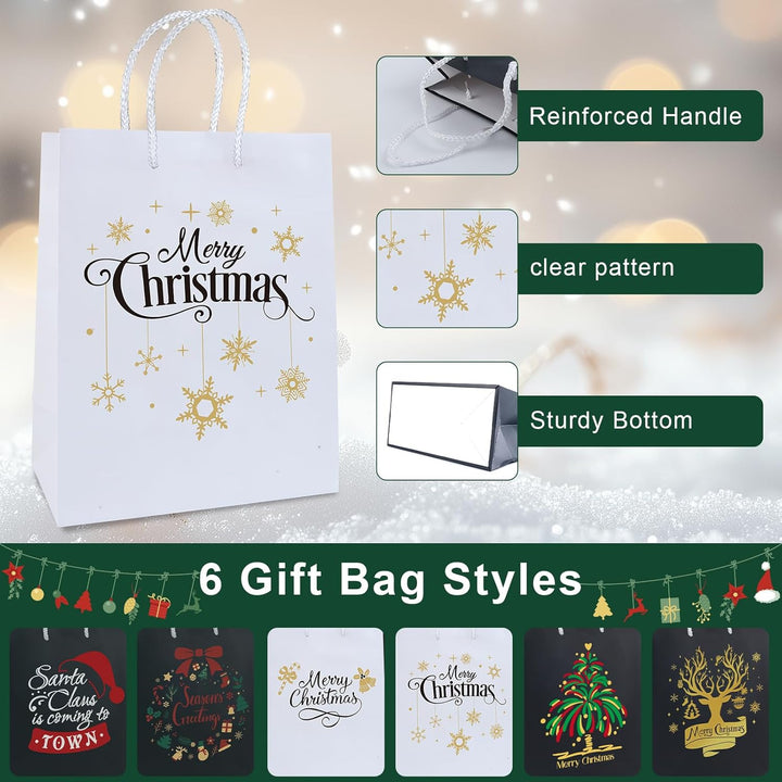 Joxessaien XXL Geschenktüten Weihnachten – 12 Stück Elegante Weihnachts Geschenktaschen aus Papier m