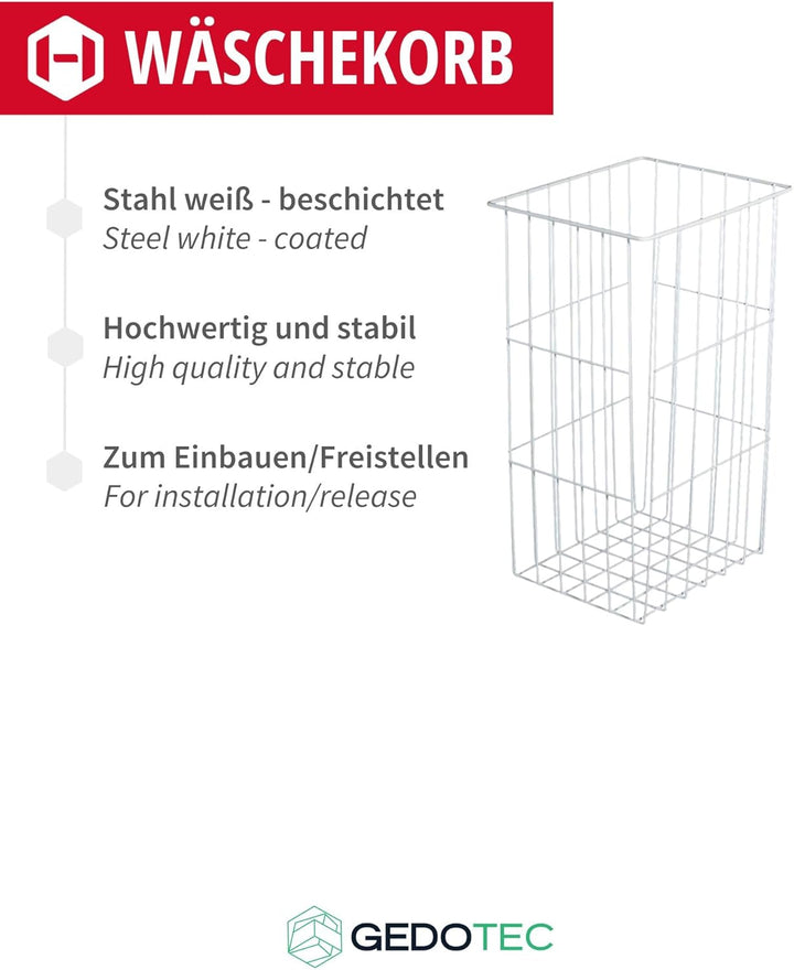 Gedotec Wäschekorb weiss Gitterkorb Wäsche-Korb mit Einhänge-Funktion | Wäschesammler stapelbar | Bx