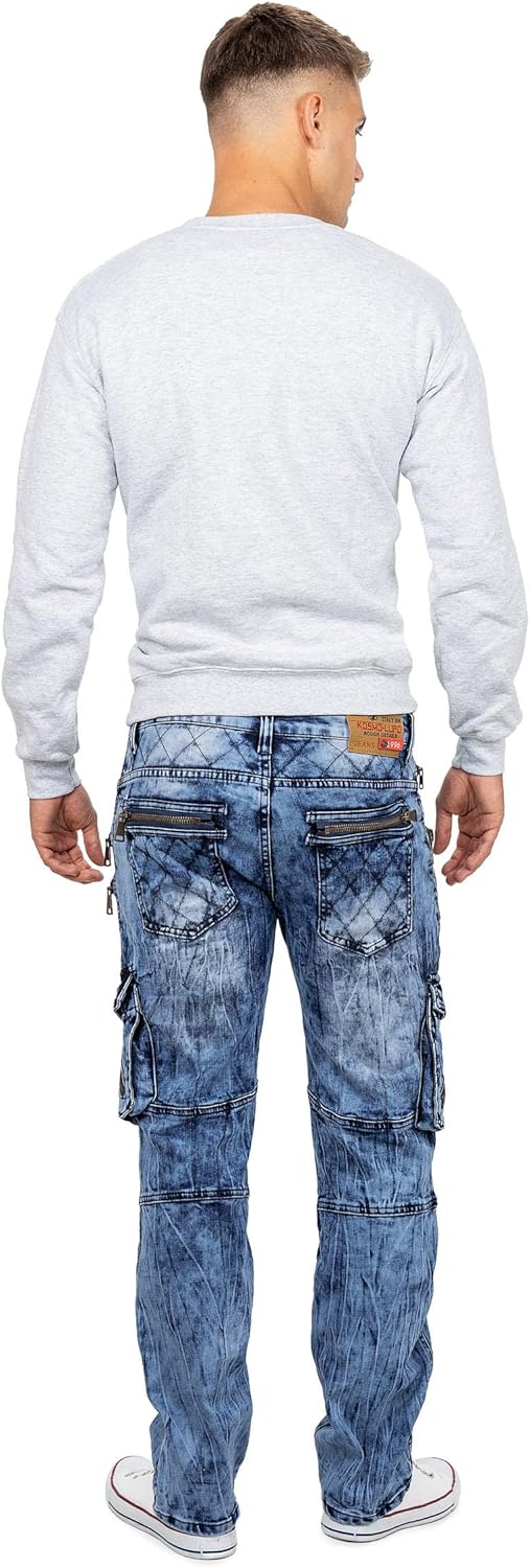 KOSMO LUPO Herren Jeans - Regular-Fit mit Knopfleiste | Optimale Passform, 5-Pocket-Style, Kontrastn