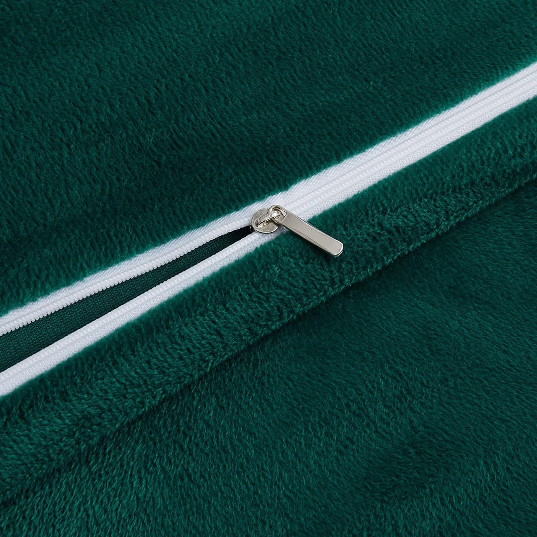 Damier Warme Winter Bettwäsche 135x200cm Grün Dunkelgrün Cashmere Touch Plüsch Bettwäsche Set 2 Teil