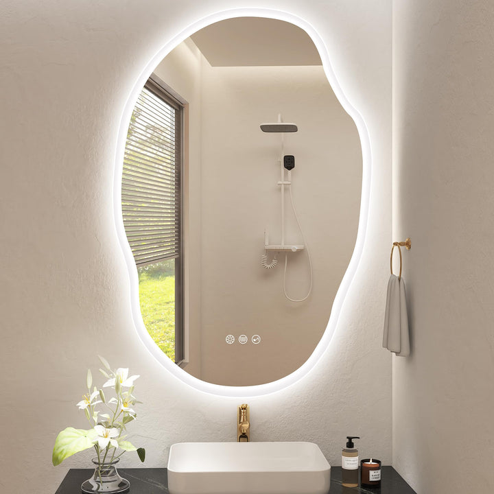 S'bagno Badspiegel-mit-Beleuchtung 600x900 mm, Badezimmerspiegel-mit-Beleuchtung und Bluetooth, Entf