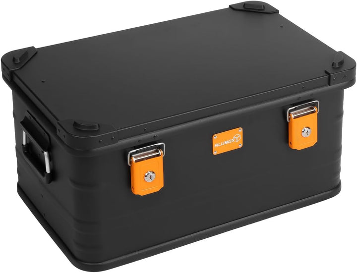 ALUBOX Alukiste abschliessbar E47B - Premium Aluminium Lagerbox 47 Liter - Deckel mit Aluminium Druc