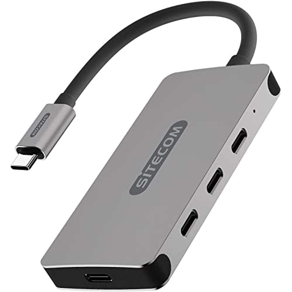 Sitecom CN-386 USB-C Hub 4 Port | USB-C auf 3X USB-C + 1x UBS-C Power Delivery Port Adapter mit 10 G