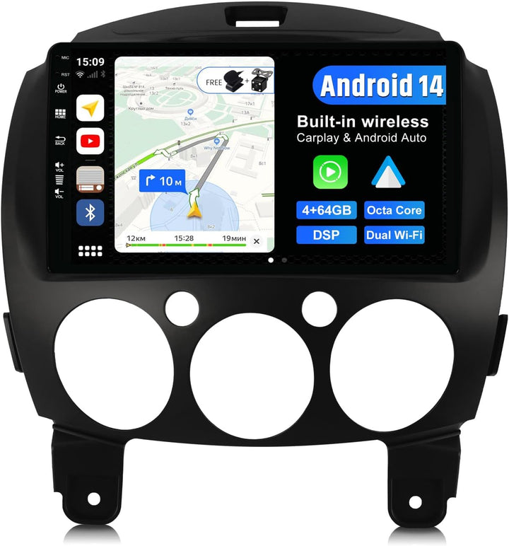 JOYX Android 12 Autoradio Passt für Mazda 2 (2007-2012) - [4G+64G] - Eingebaut DSP/Carplay/Android A
