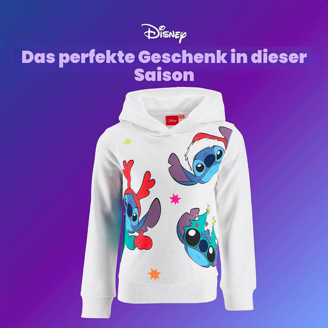 Disney Stitch Mädchen Kapuzenpullover, Design Weihnachts Sweatshirt, Pullover für Mädchen, Grössen 3