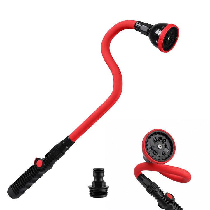 Garten Giessstab 75cm Biegsam, Gartenbrause mit 360° Schwenkkopf mit 10 Sprühmustern &amp; Sanftdusche f