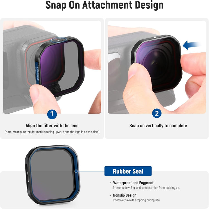 NEEWER 4er Pack ND/PL Filter Kompatibel mit Insta360 Ace Pro 2, ND8/PL+ND16/PL+ND32/PL+ND64/PL Grauf
