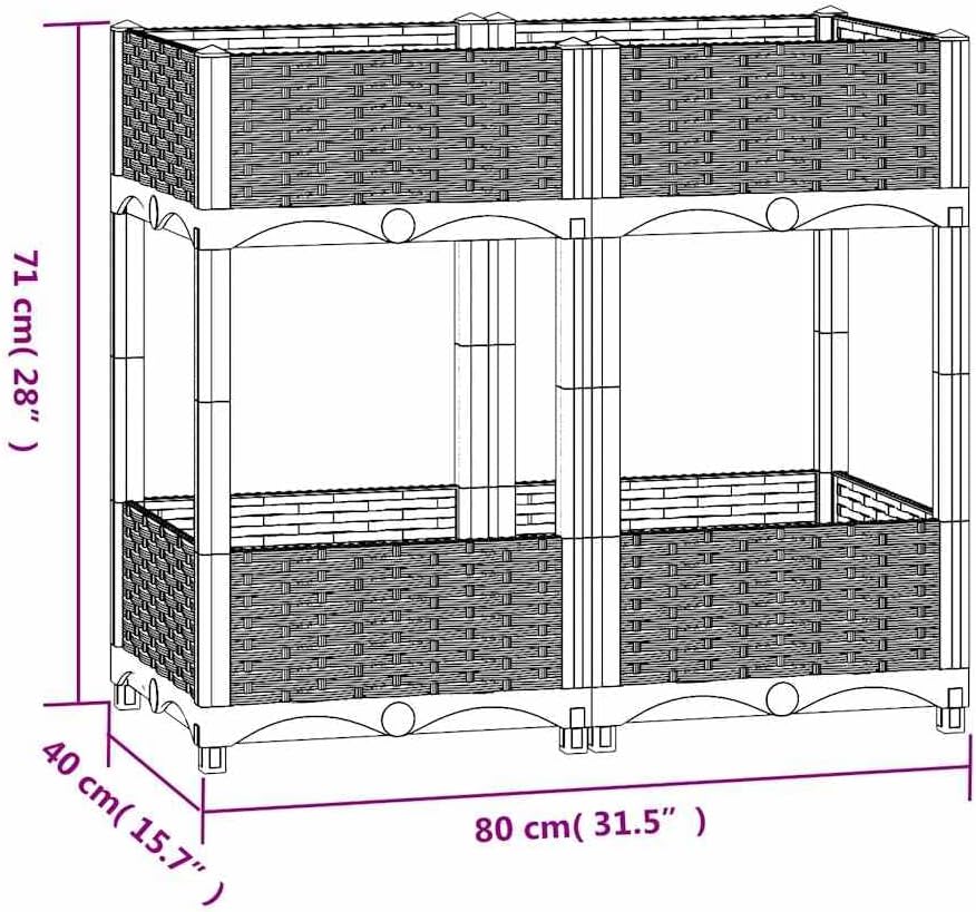 vidaXL Hochbeet Pflanzkasten Blumenkasten Gemüsebeet Pflanzbeet Blumenbeet Frühbeet Gartenbeet Pflan