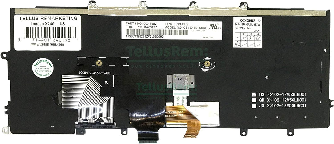 TellusRem ersatztastatur US Nicht Hintergrundbeleuchtung für Lenovo Thinkpad X230s X240 X240S X240I