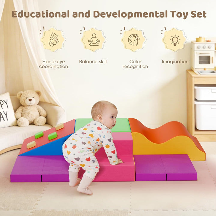 Schaumstoff Bausteine XXL Bunt, Indoor Klettergerüst für Kleinkinder ab 1 Jahr, Weiche Softblöcke mi