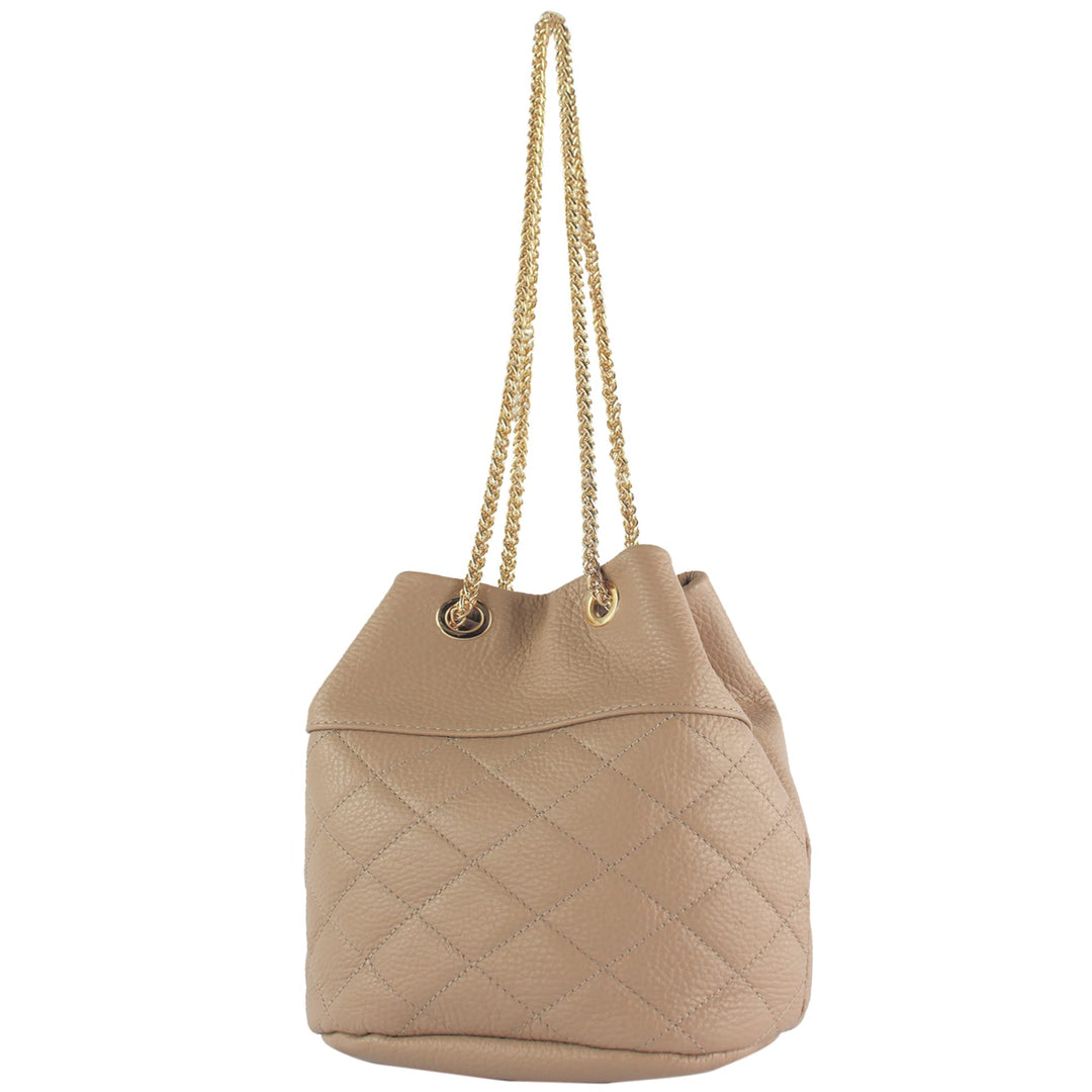 modamoda de - T245 - ital. Leder Damentasche Klein Small Beige, Beige