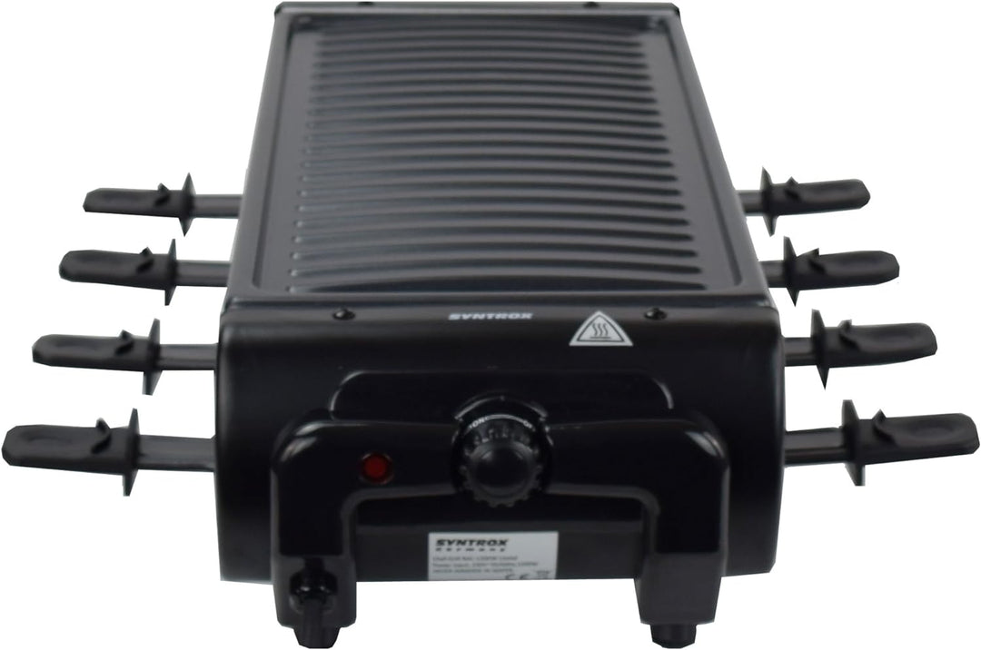 Syntrox Germany Raclette Liestal, 8 Personen, 8 Pfännchen, 4 Grillplatten/heisser Stein, antihaftbes