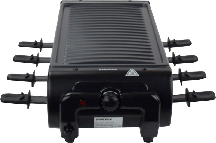 Syntrox Germany Raclette Liestal, 8 Personen, 8 Pfännchen, 4 Grillplatten/heisser Stein, antihaftbes