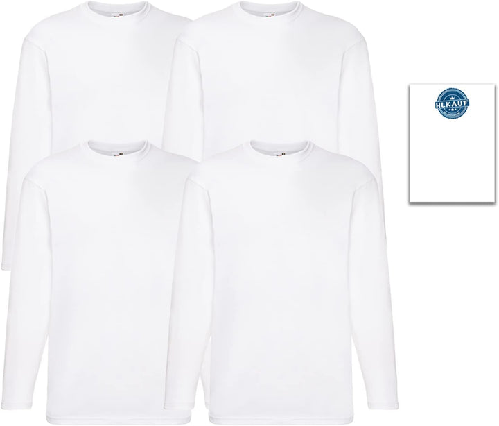4 Fruit of The Loom Longsleeve Tshirt Langarm Verschiedene Farbsets S 4x Weiss & 1x Hlkauf-block, S