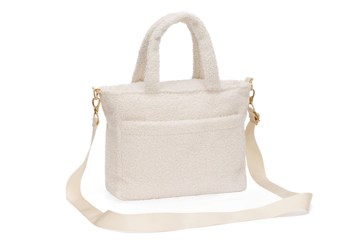Fillikid Wickeltasche Teddy Small Exklusiv | Stilvolle Wickeltasche aus weichem Teddy-Material | Mit