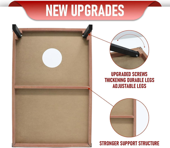 Cornhole Spiel Verordnung Grösse 91cmx60cm, Sackloch Spiel mit Corn Hole Spiel mit 2 Boards, 8 Wurfb