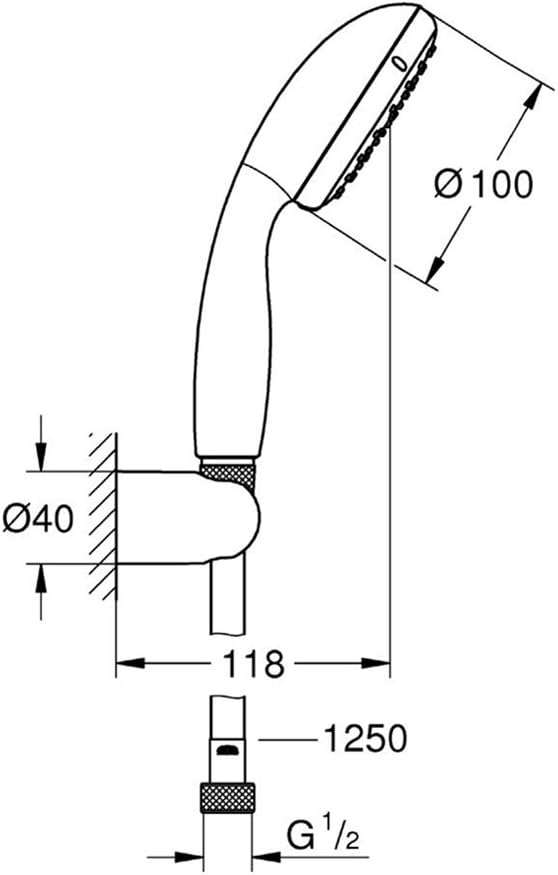 GROHE Vitalio Start 100 | Wandhalterset mit 1 Strahlart | chrom | 27944000, 1 Strahlart