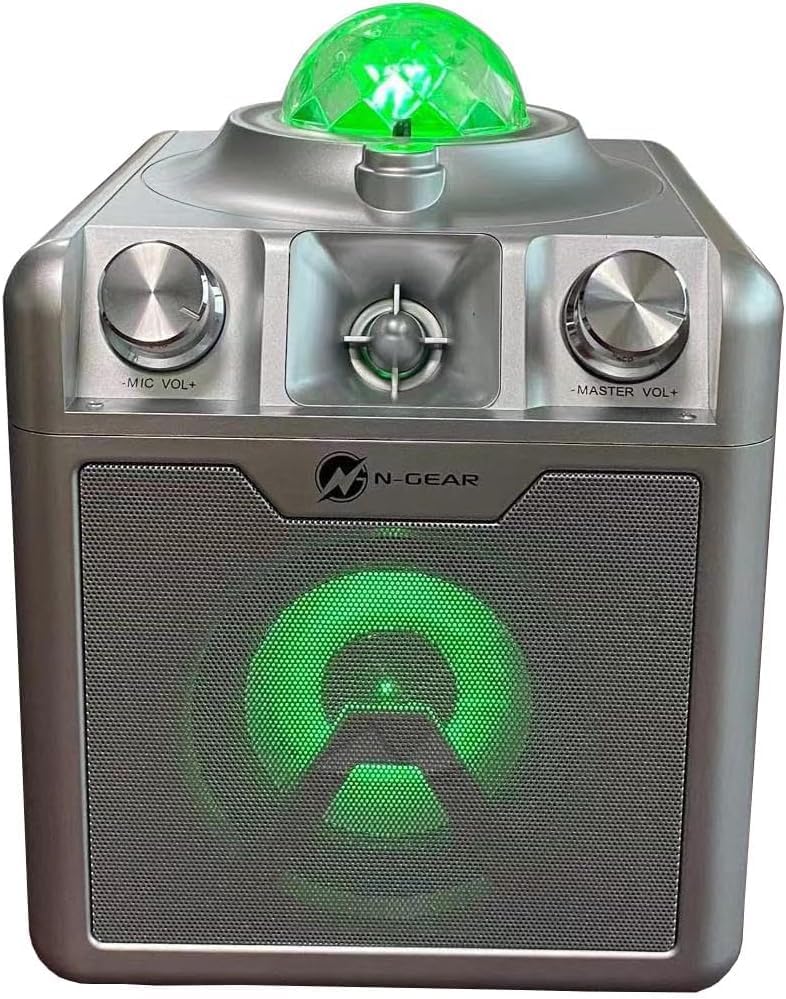 N-Gear Disco Star 710 Silver Partylautsprecher, 15 W RMS, tragbar, Mikrofon inklusive, Akku, integri