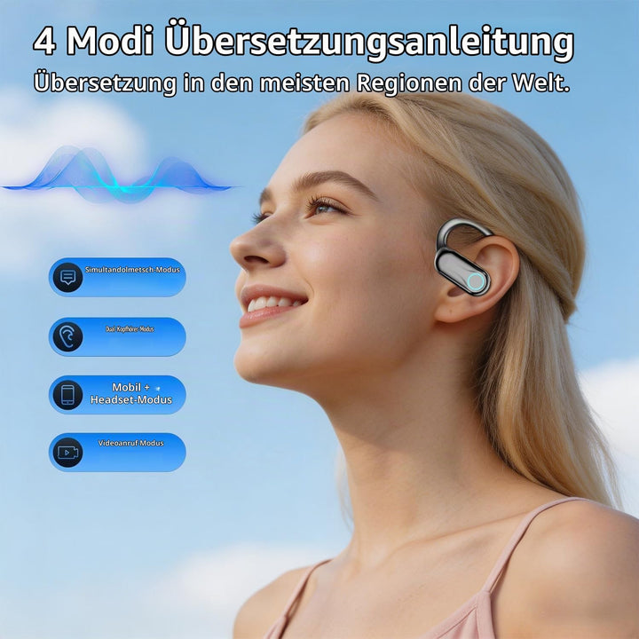 AI In-Ear-Kopfhörer mit Sofortwirkung, 80 Stunden Bluetooth 6.1, kabellos, Open Ear mit 198 Sprachen
