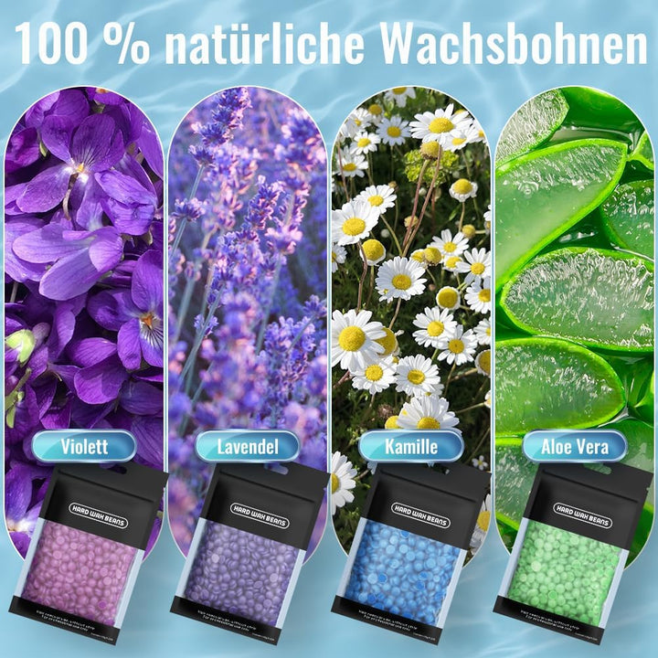 Waxing Set LCD,2 Heizmodi Haarentfernung Wachswärmer 4 Wachsbohnen 20 Holzspateln,Reservierbare Heiz