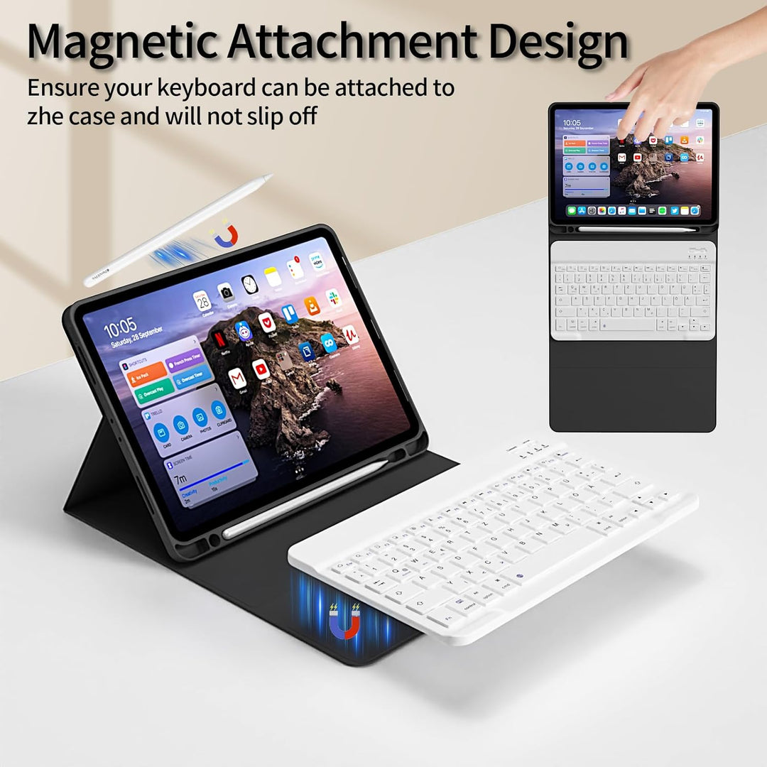 Hülle mit Tastatur für iPad Pro 11 4. / 3. / 2. Generation 2022/2021/2020 mit stifthalter, Magnetisc
