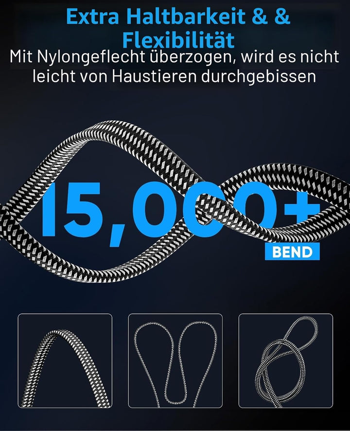 ARISKEEN Cat 8 Lan Kabel 10meter, Hochgeschwindigkeit (40Gbps 2000Mhz/s) Gigabit Netzwerkkabel Lan K
