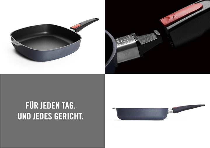 Woll Diamond Lite Viereckpfanne - Induktiv -, 28x28 cm, 6 cm hoch, mit abnehmbarem Stiel - Geeignet