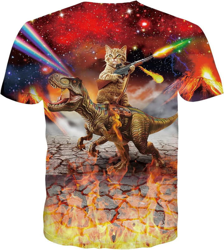 Loveternal Unisex T-Shirt 3D Druck Tee Shirt Sommer Beiläufige Grafik Kurzen Ärmeln Tops S-3XL Katze