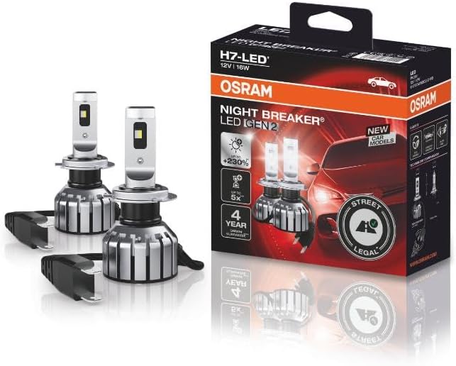 Osram NIGHT BREAKER LED H7 GEN 2, Fern- und Abblendlicht mit Strassenzulassung, 12V, bis zu 230% meh