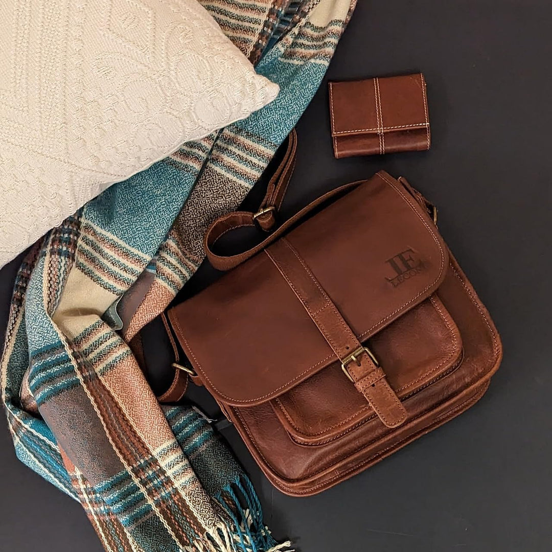 LECONI Umhängetasche Schultertasche für Damen Freizeittasche aus Büffelleder Damentasche Ledertasche