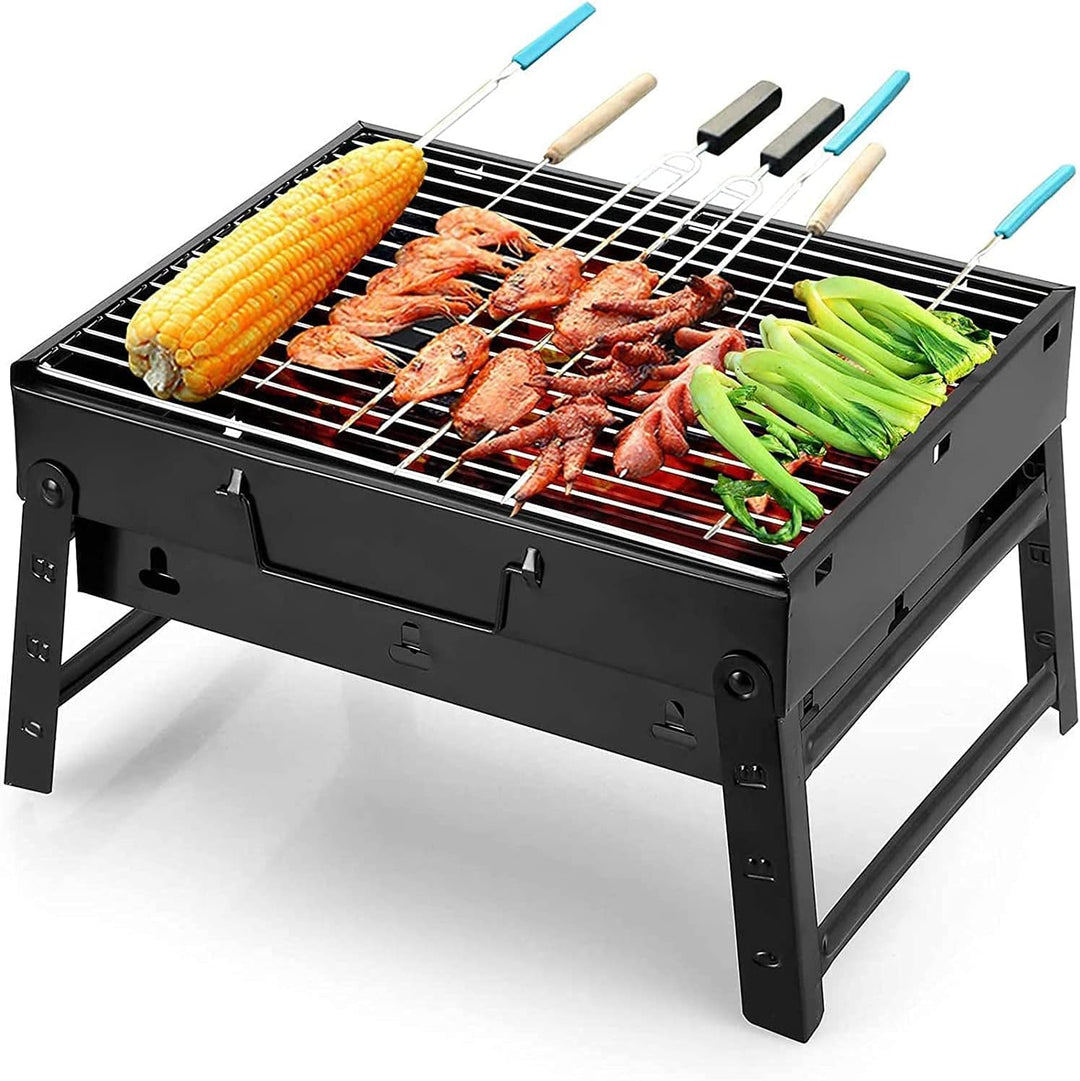 Faltbarer tragbarer Grill, Holzkohlegrill, Grill, Schreibtisch, Tischplatte, Outdoor, Edelstahl, Smo