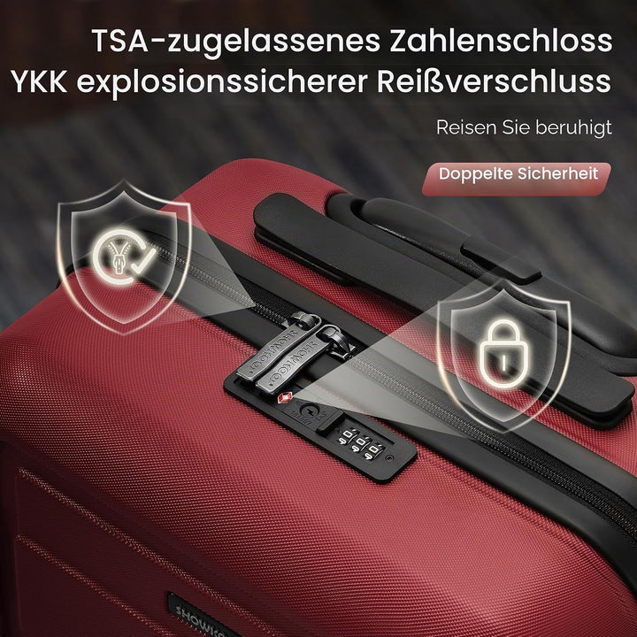 SHOWKOO Kofferset 3 Teilig Hartschale Leicht ABS+PC Erweiterbar Reisekoffer Haltbar Trolley Handgepä